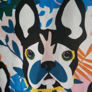 MTL Made to Live NY Men's Colourful French Bulldog Dog Print Button Up Shirt